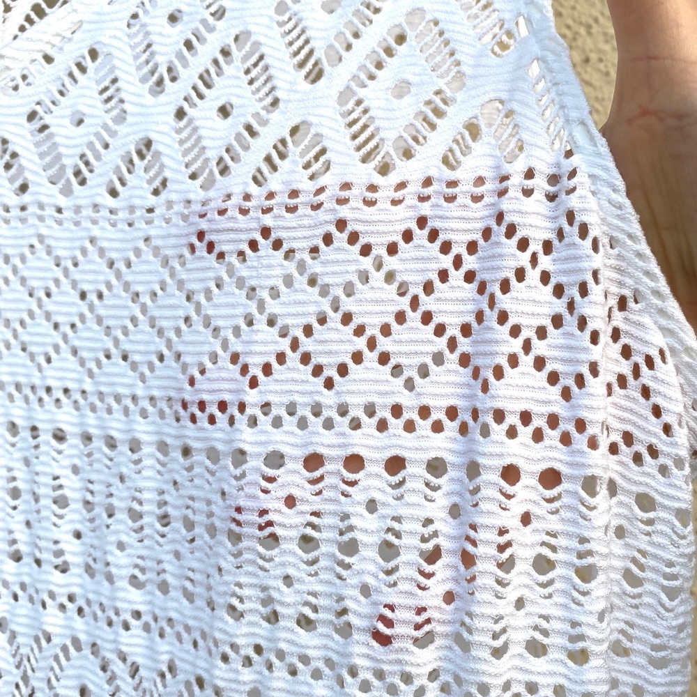 PERSONA by Marina Rinaldi white lace dress crochet maxi sleeveless coverup long - Picture 8 of 11